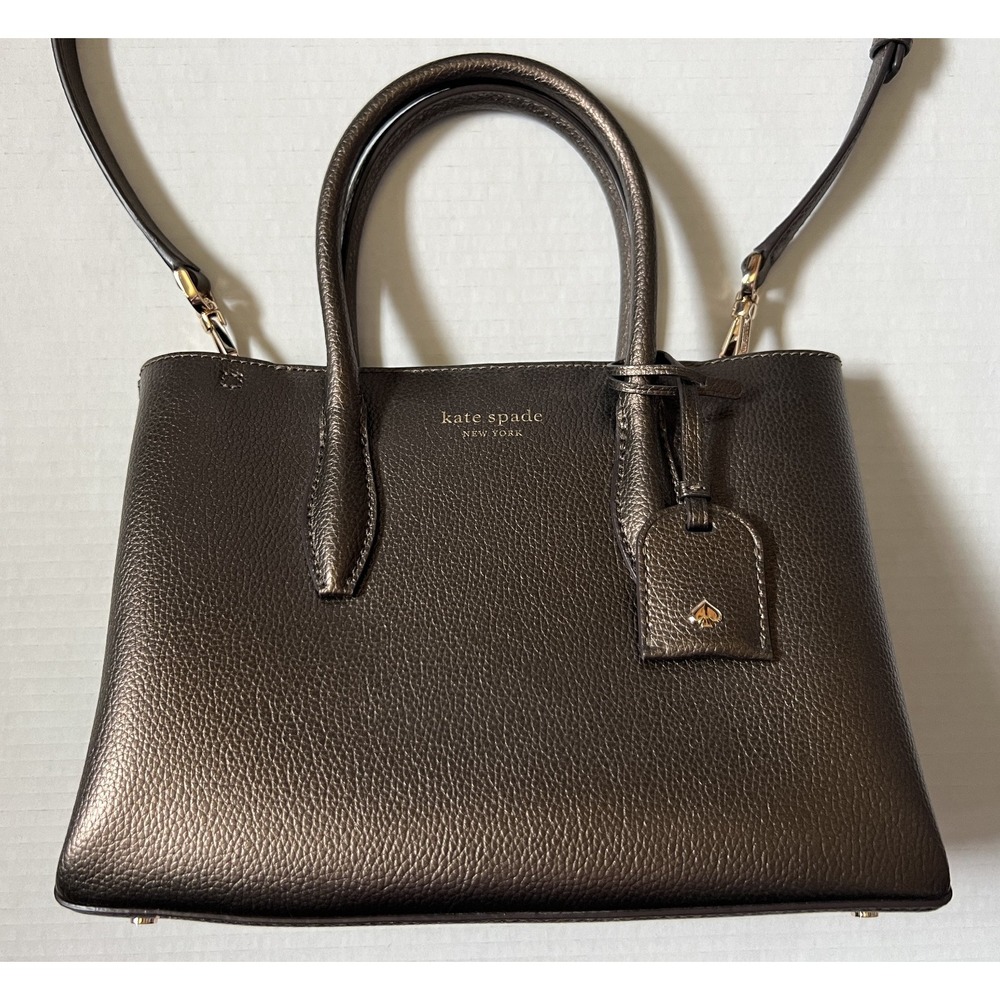 KATE SPADE NEW YORK Eva Top Satchel Ash Metallic Brown Handbag Purse w/ Wallet - Picture 3 of 16
